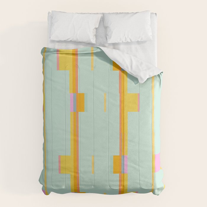Mint Stripe Grid Comforter Gallery Image 1