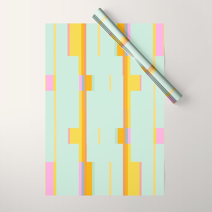 Mint Stripe Grid Wrapping Paper Gallery Image 1
