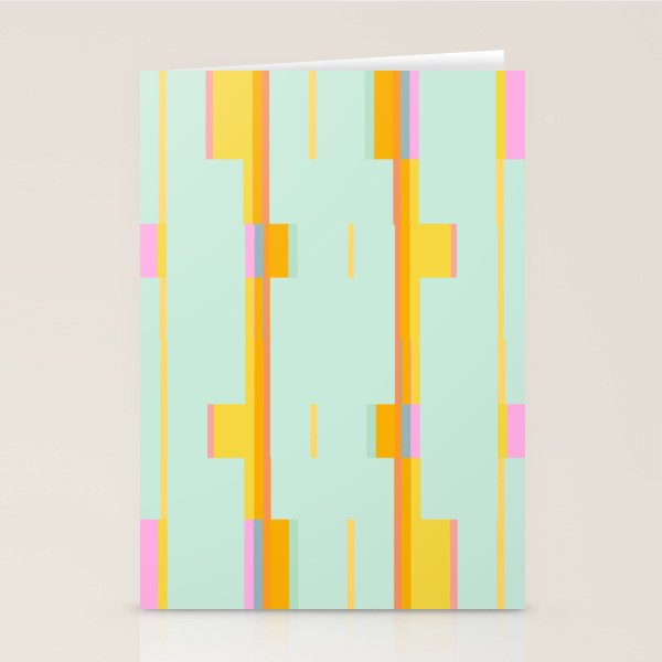 Mint Stripe Grid Stationery Card Gallery Image 2