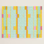 Mint Stripe Grid Jigsaw Puzzle Gallery Image 1
