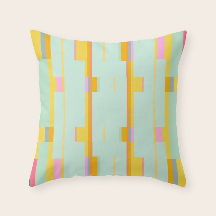 Mint Stripe Grid Throw Pillow Gallery Image 6