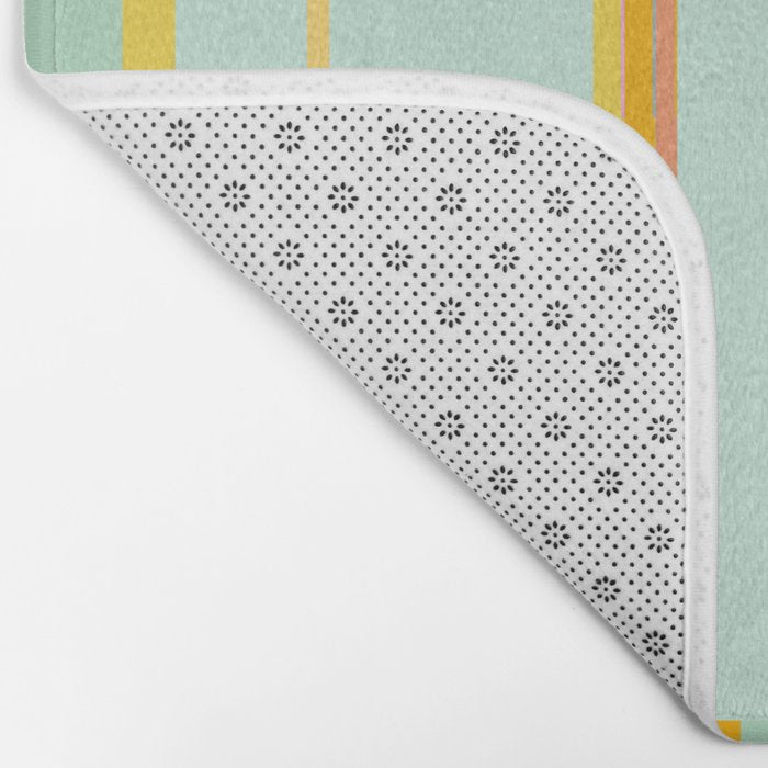 Mint Stripe Grid Bath Mat Gallery Image 2