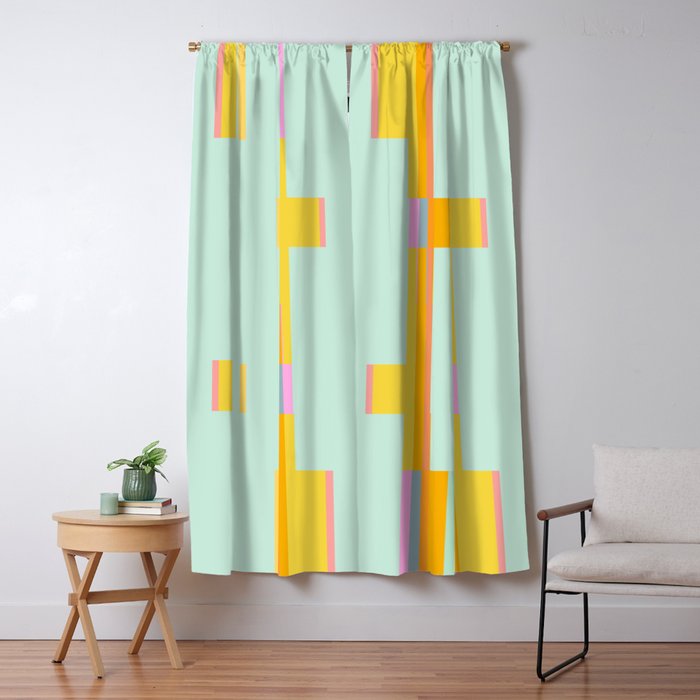 Mint Stripe Grid Window Curtain Gallery Image 5