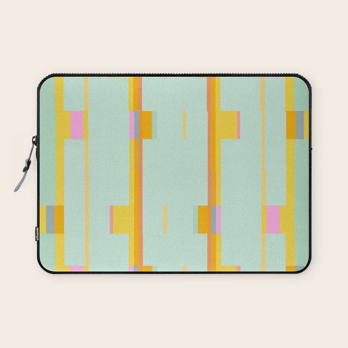 Mint Stripe Grid Laptop Sleeve Gallery Image 1