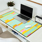 Mint Stripe Grid Desk Mat Gallery Image 2