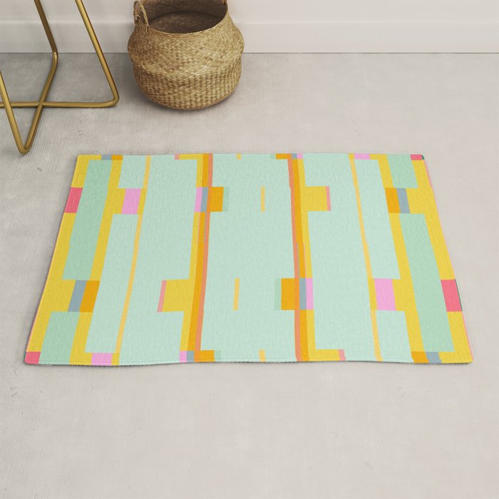 Mint Stripe Grid Rug Gallery Image 1