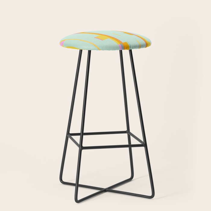 Mint Stripe Grid Stool Gallery Image 1