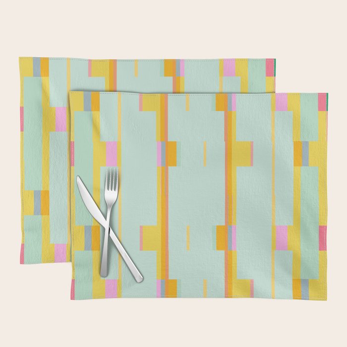 Mint Stripe Grid Placemat Gallery Image 1