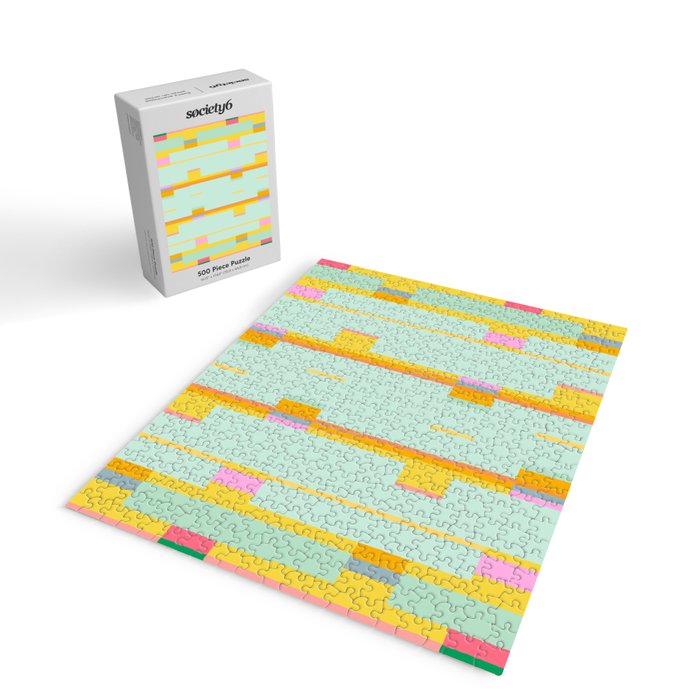 Mint Stripe Grid Jigsaw Puzzle Gallery Image 2