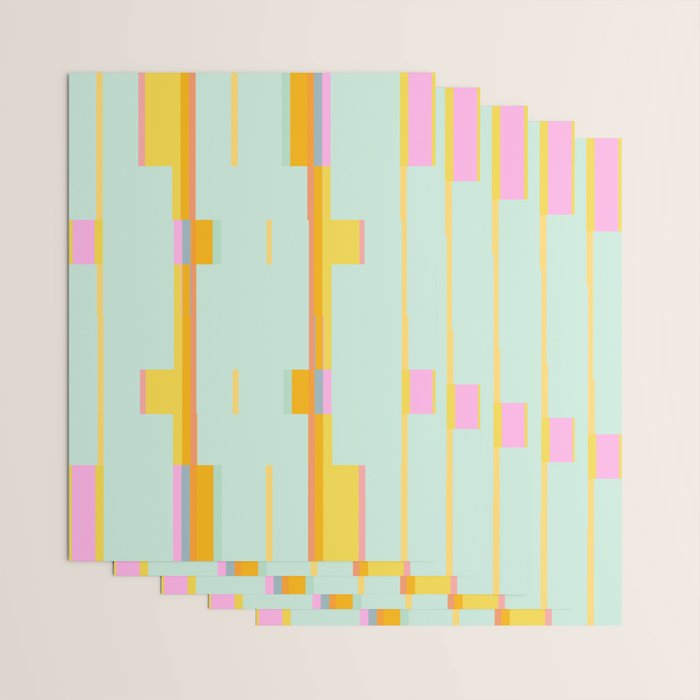 Mint Stripe Grid Wrapping Paper Gallery Image 3