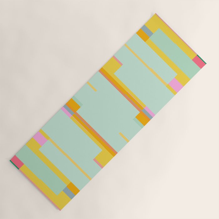 Mint Stripe Grid Yoga Mat Gallery Image 1