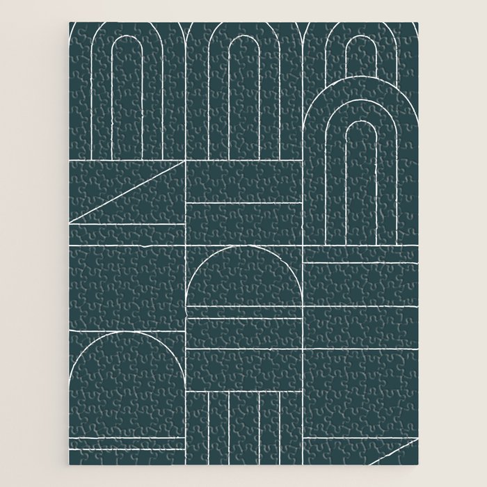 Deco Geometric 04 Teal Jigsaw Puzzle Gallery Image 1