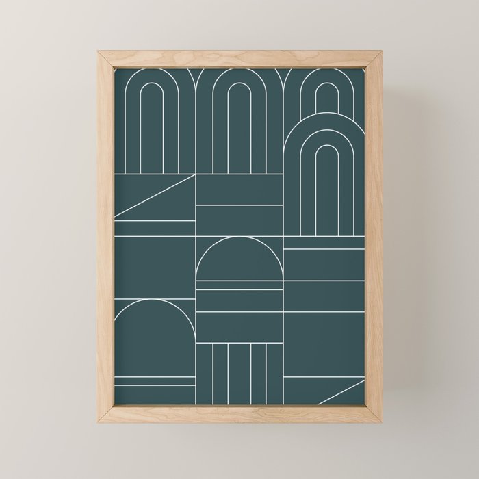 Deco Geometric 04 Teal Mini Art Print Gallery Image 1