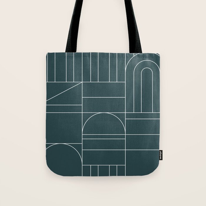 Deco Geometric 04 Teal Tote Bag Gallery Image 1