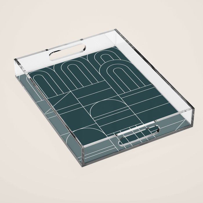 Deco Geometric 04 Teal Acrylic Tray Gallery Image 1