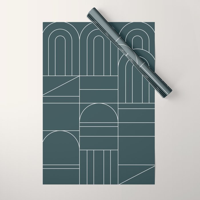 Deco Geometric 04 Teal Wrapping Paper Gallery Image 1