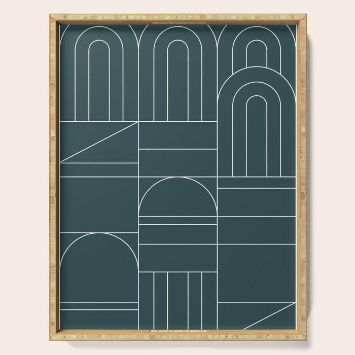 Deco Geometric 04 Teal Serving Tray Gallery Image 1