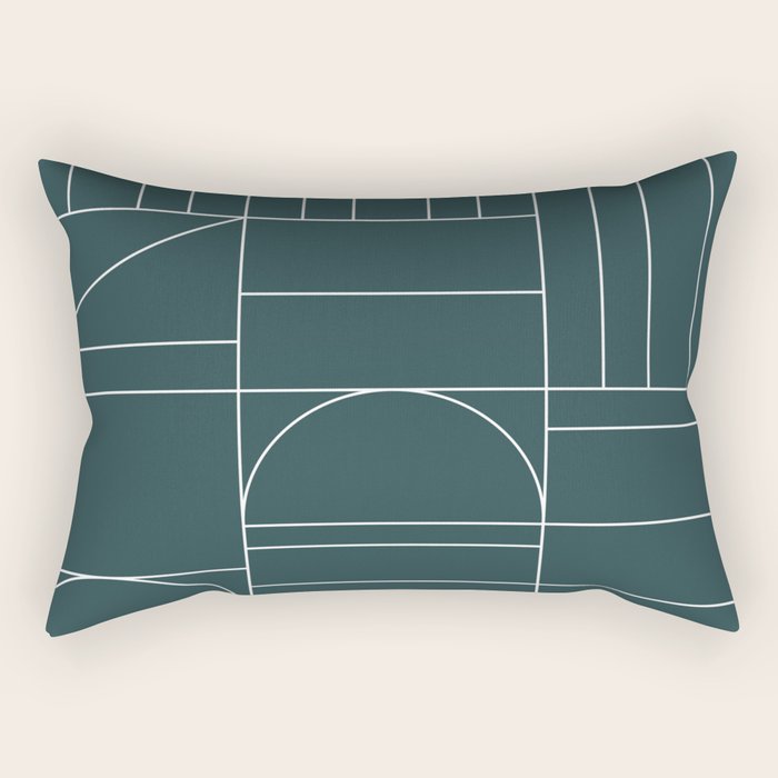 Deco Geometric 04 Teal Rectangular Pillow Gallery Image 2