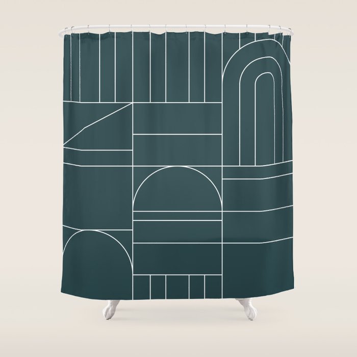 Deco Geometric 04 Teal Shower Curtain Gallery Image 1