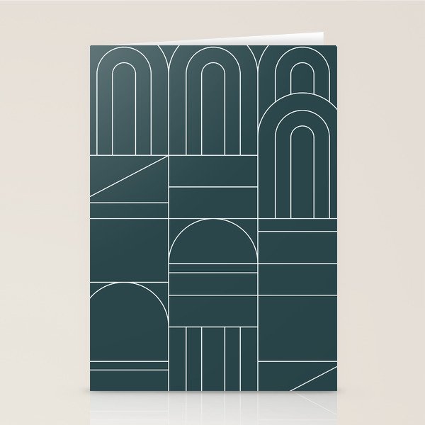 Deco Geometric 04 Teal Stationery Card Gallery Image 1