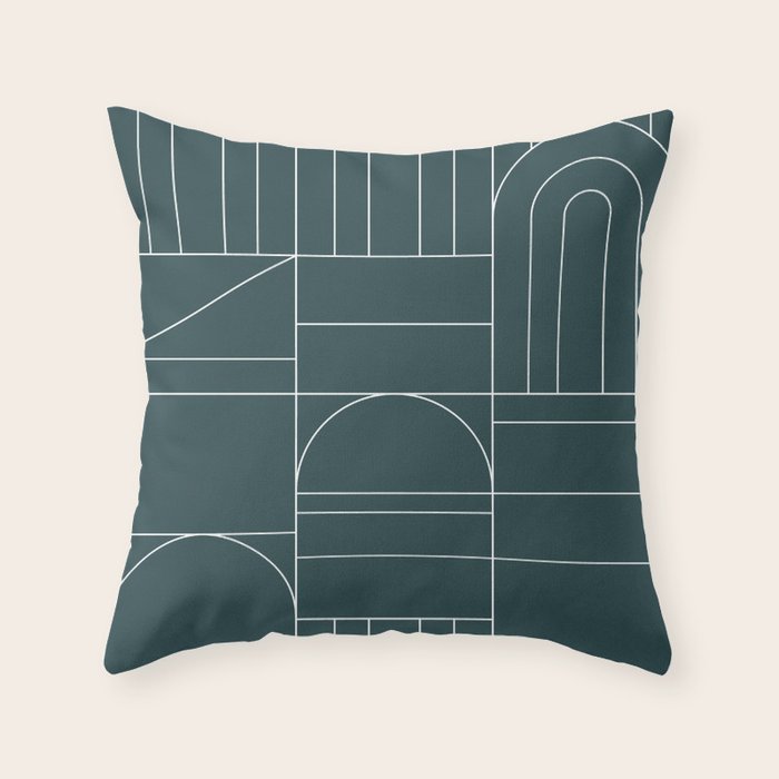 Deco Geometric 04 Teal Throw Pillow Gallery Image 6