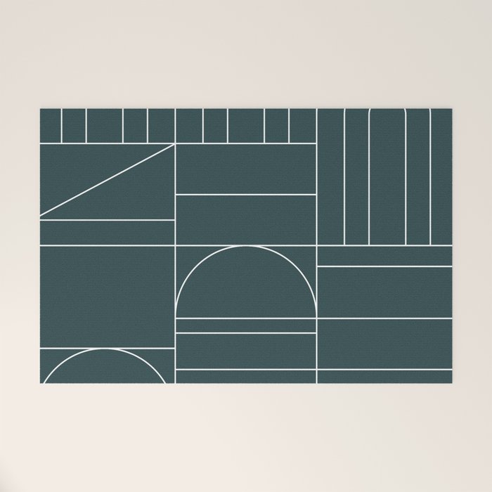 Deco Geometric 04 Teal Welcome Mat Gallery Image 1