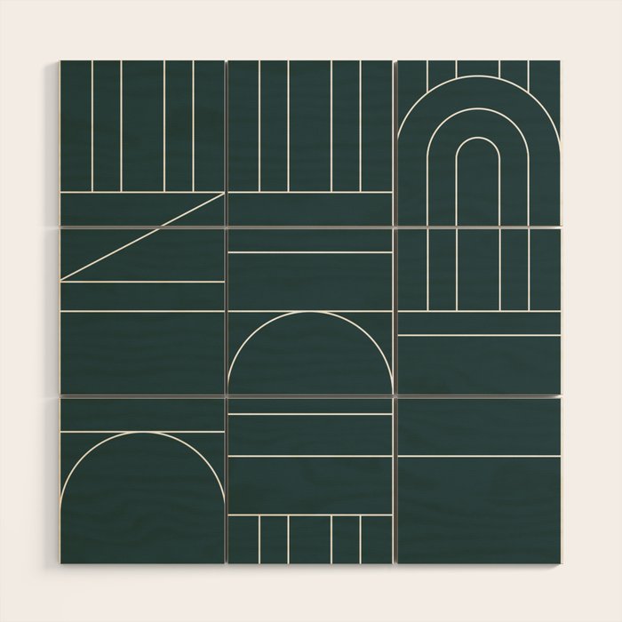 Deco Geometric 04 Teal Wood Wall Art Gallery Image 1