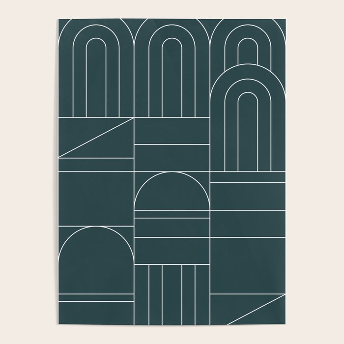 Deco Geometric 04 Teal Poster Gallery Image 4