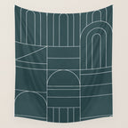 Deco Geometric 04 Teal Wall Tapestry Gallery Image 4