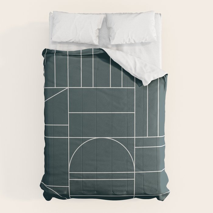 Deco Geometric 04 Teal Comforter Gallery Image 1