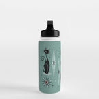 Mid Century Cats and Clocks -Spearmint Custom©studioxtine Water Bottle Gallery Image 3
