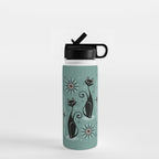 Mid Century Cats and Clocks -Spearmint Custom©studioxtine Water Bottle Gallery Image 1