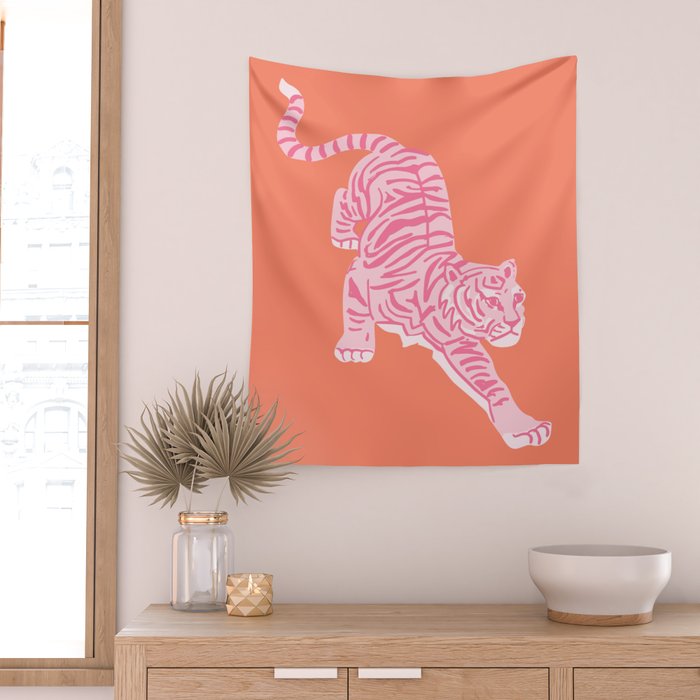 Year of the Tiger - Orange/Pink Wall Tapestry Gallery Image 2