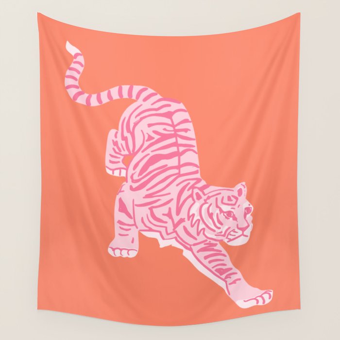Year of the Tiger - Orange/Pink Wall Tapestry Gallery Image 4