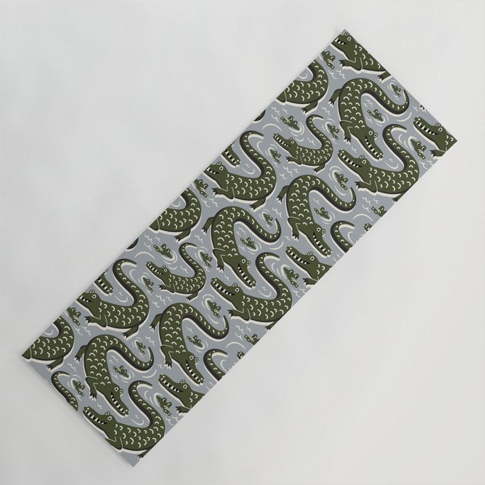 Alligator - Down In The Bayou - Grey Yoga Mat Gallery Image 1