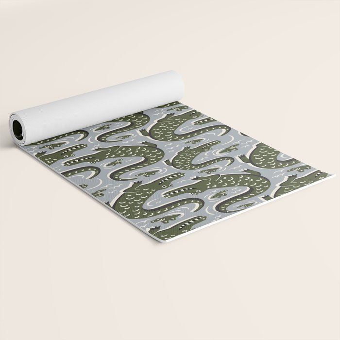 Alligator - Down In The Bayou - Grey Yoga Mat Gallery Image 2