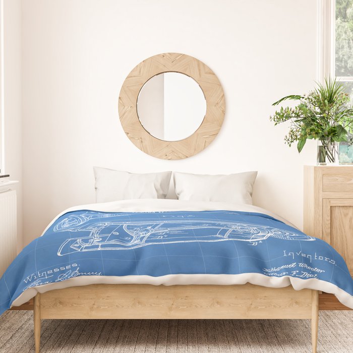 Sewing Machine Patent - Seamstress Craft Sewing Room Art - Blueprint Duvet Cover Gallery Image 3