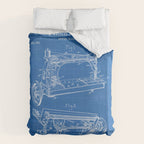 Sewing Machine Patent - Seamstress Craft Sewing Room Art - Blueprint Duvet Cover Gallery Image 6