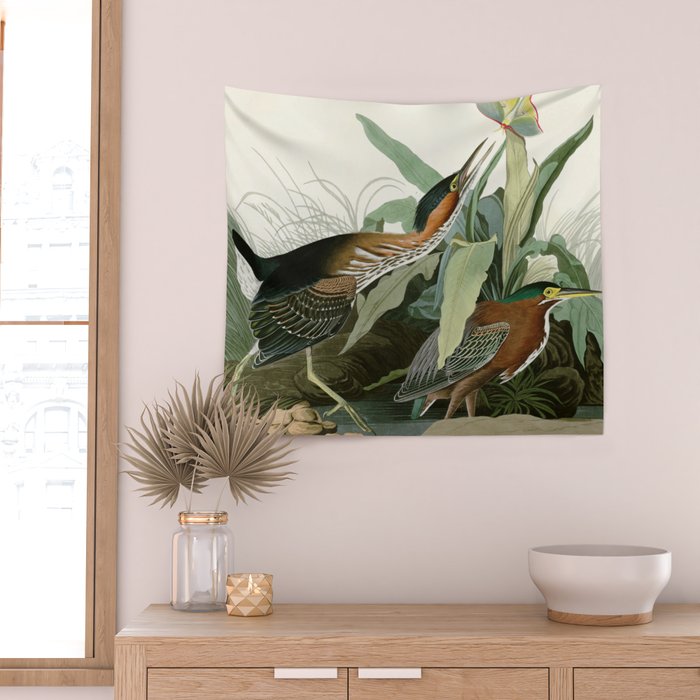 Green Heron - John James Audubon Birds of America Wall Tapestry Gallery Image 2