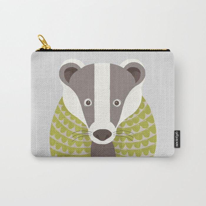 Whimsical Badger Carry All Pouch Gallery Image 1
