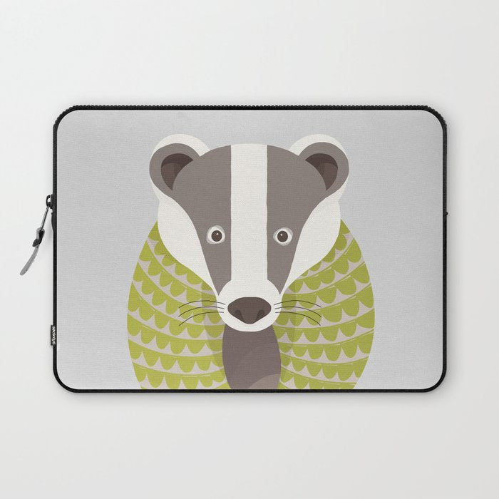 Whimsical Badger Laptop Sleeve Gallery Image 1