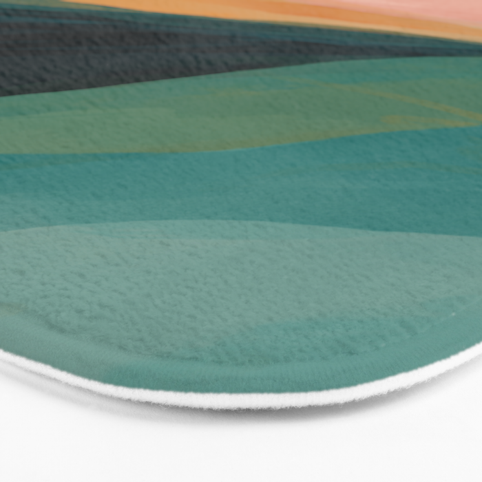 pink, green, gold moon watercolor mountains Bath Mat Gallery Image 3