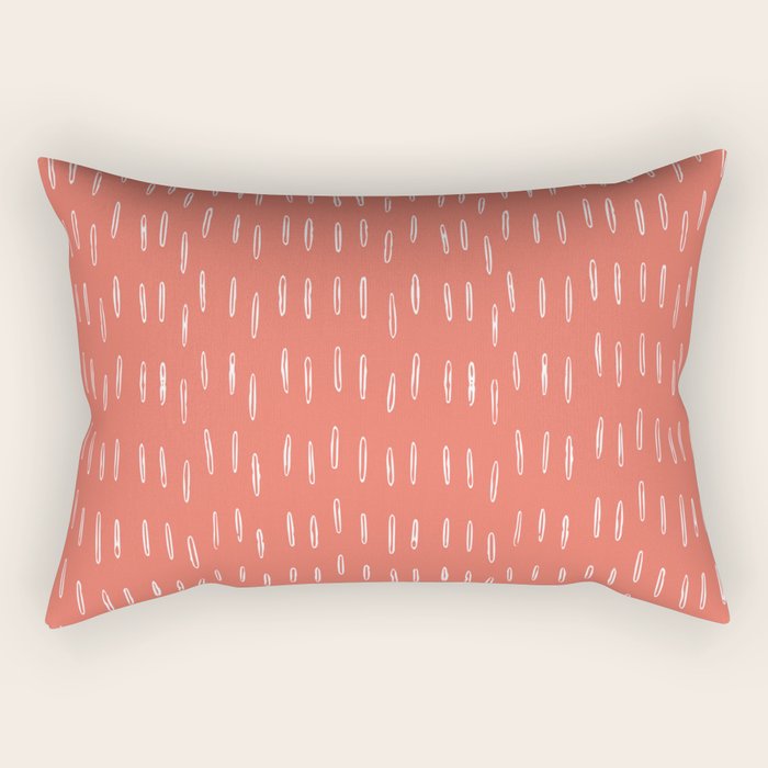 Boho, Raindrop, Mudcloth, Coral Rectangular Pillow Gallery Image 2