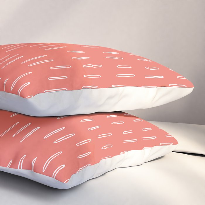 Boho, Raindrop, Mudcloth, Coral Pillow Sham Gallery Image 3
