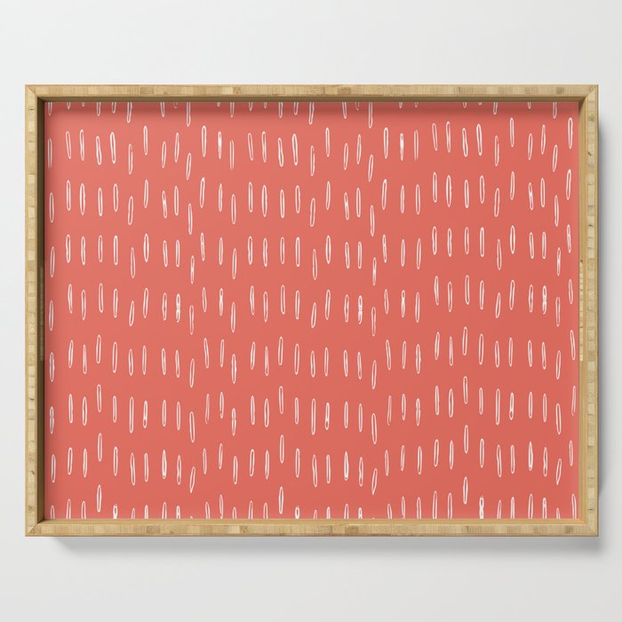 Boho, Raindrop, Mudcloth, Coral Serving Tray Gallery Image 1