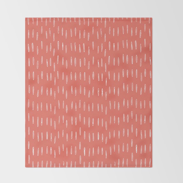 Boho, Raindrop, Mudcloth, Coral Throw Blanket Gallery Image 2