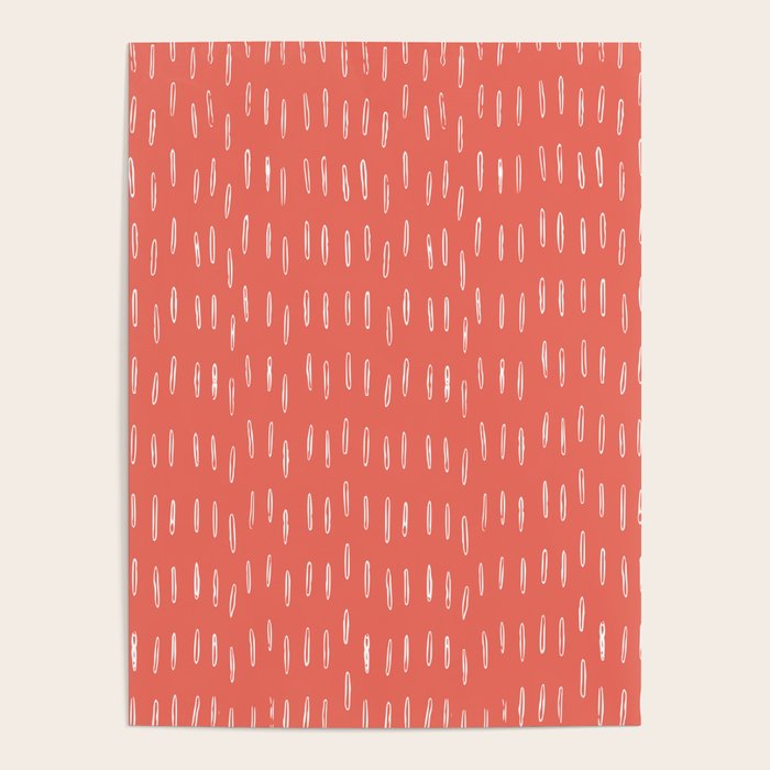 Boho, Raindrop, Mudcloth, Coral Poster Gallery Image 4