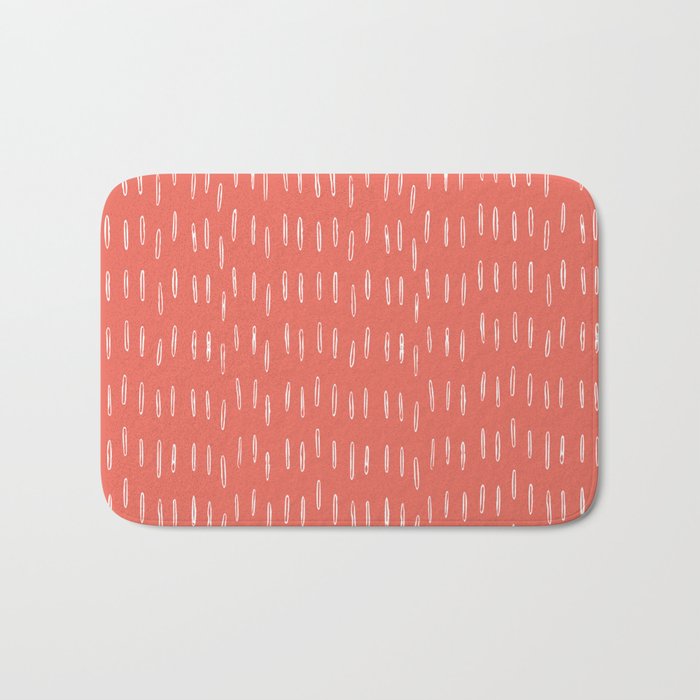 Boho, Raindrop, Mudcloth, Coral Bath Mat Gallery Image 1