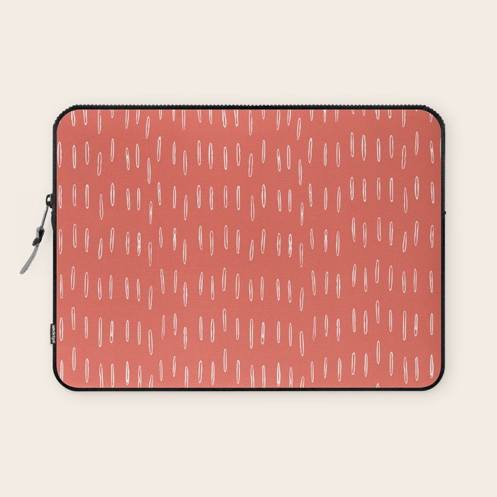 Boho, Raindrop, Mudcloth, Coral Laptop Sleeve Gallery Image 1