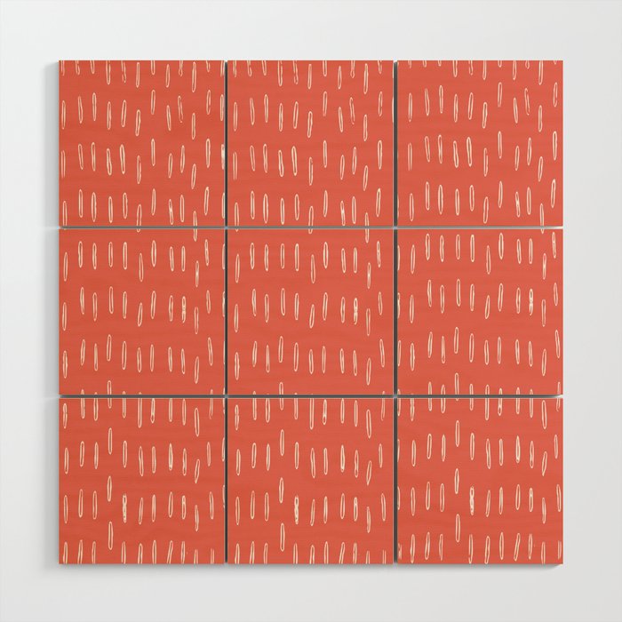 Boho, Raindrop, Mudcloth, Coral Wood Wall Art Gallery Image 1